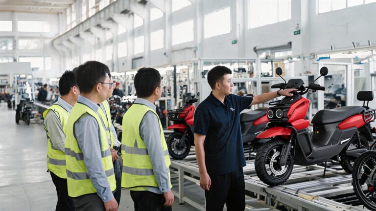International distributors visiting the e-bike assembly line in Linyi