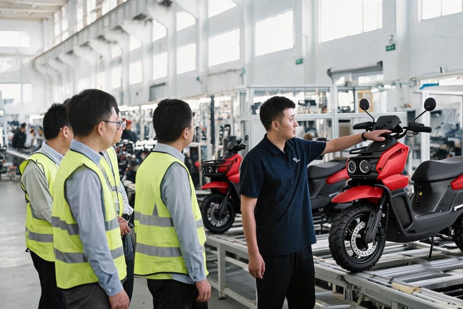 International distributors visiting the e-bike assembly line in Linyi